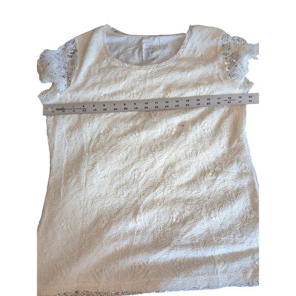 Van Heusen Womens White Top- Floral Lace Front L NWT - Picture 4 of 6